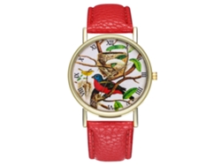 Reloj De Pulsera Unisex Informal Con Correa De Cuero Y Movimiento De Cuarzo (rojo)