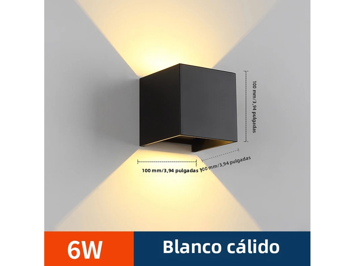 Aplique De Pared Led De 6 W (blanco Cálido), Resistente Al Agua Y Al Viento, Ángulo De Haz Ajustable, Material Abs
