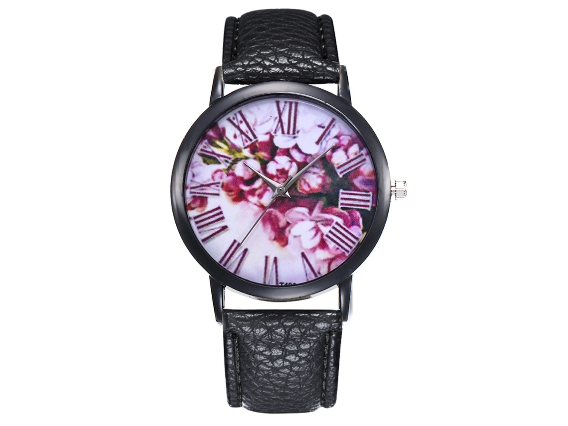 Reloj De Pulsera De Cuarzo Para Mujer Con Correa Ultrafina De Piel Sintética (negro)