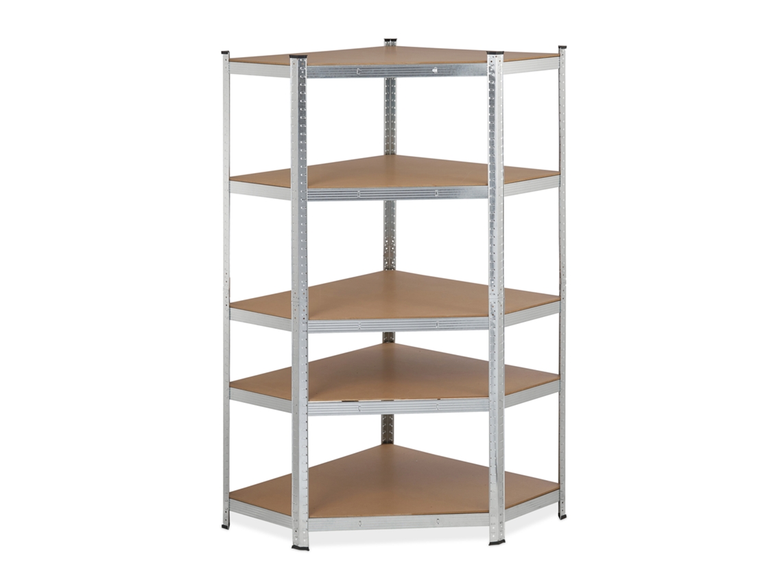 Relaxdays Estante De Canto Pesada, Galvanizada, Capacidade 875 Kg, 181x128x92 Cm, 5 Prateleiras, Aço, Prata