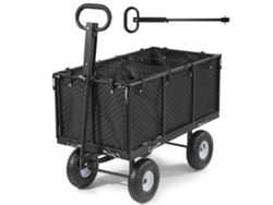 Carrito de jardín VEVOR, 544,3 kg, acero resistente con neumáticos, color negro.