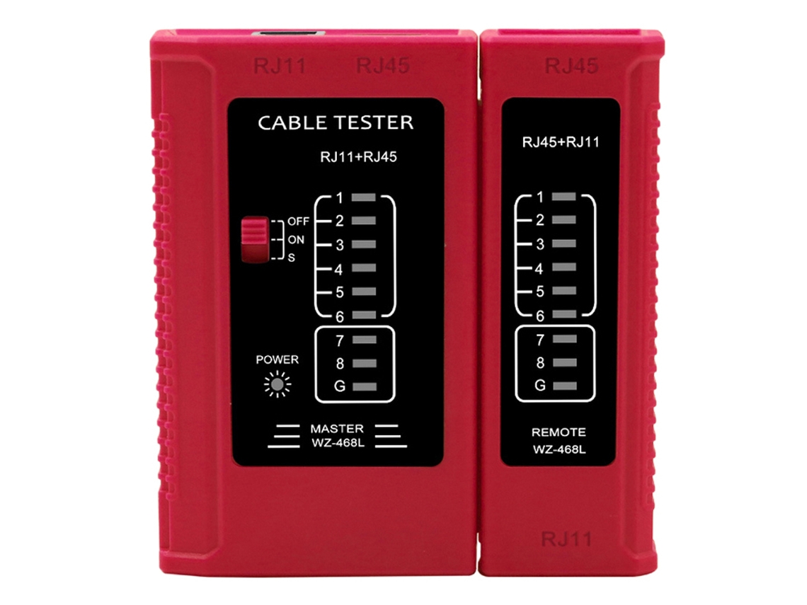 Probador De Cables Universal Con Alcance De 305 Metros Para Prueba De Cables Rj45 Y Rj11 (cable Rojo)