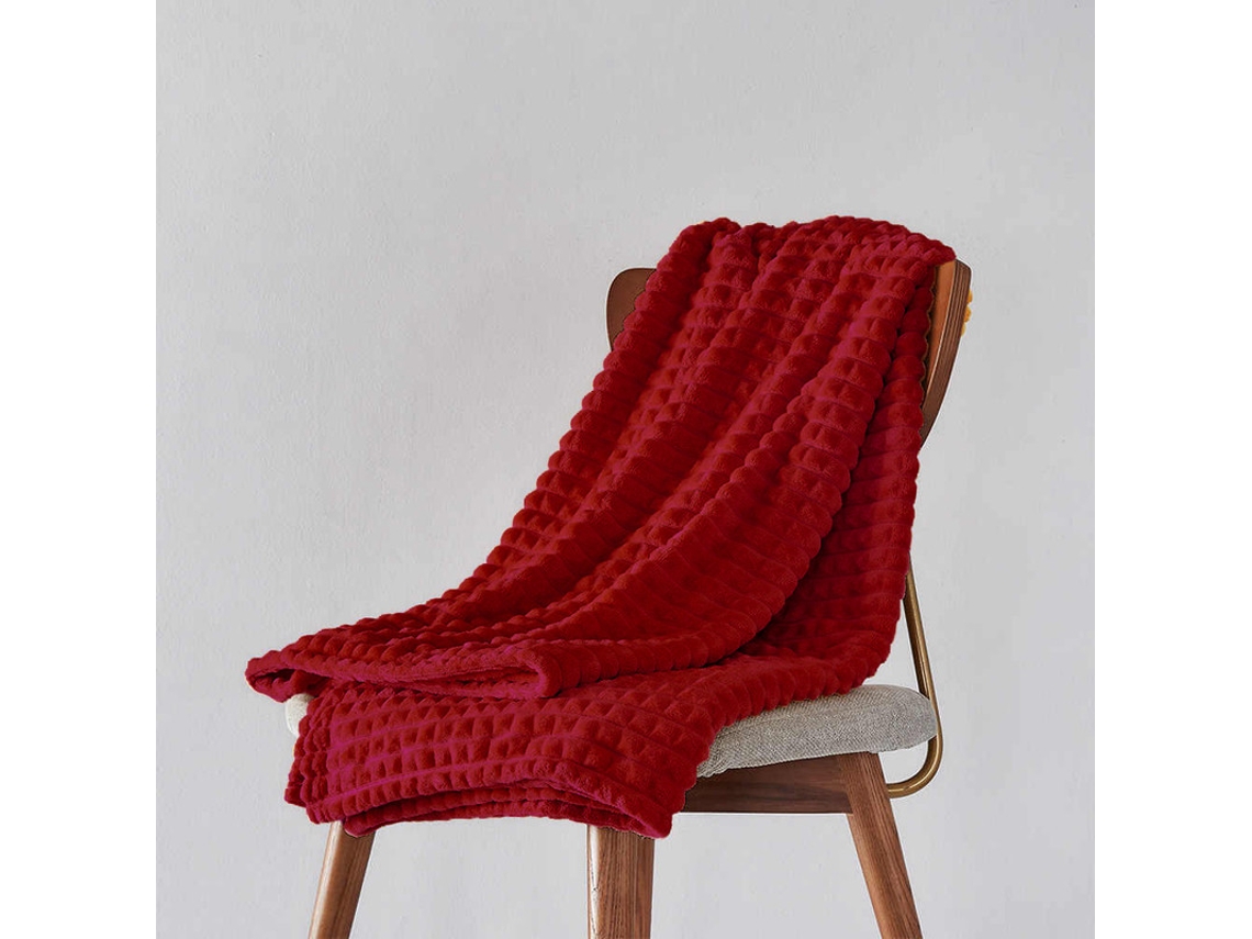 Manta de punto larga de felpa burdeos 160*220cm-BOD HOME