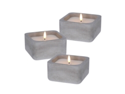 WELL HOME - Pack 3 Velas LED cuadrarda gris