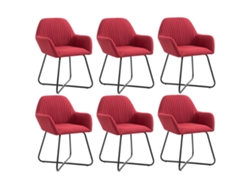 Conjunto 6 Cadeira de sala VIDAXL Vermelho Tecido