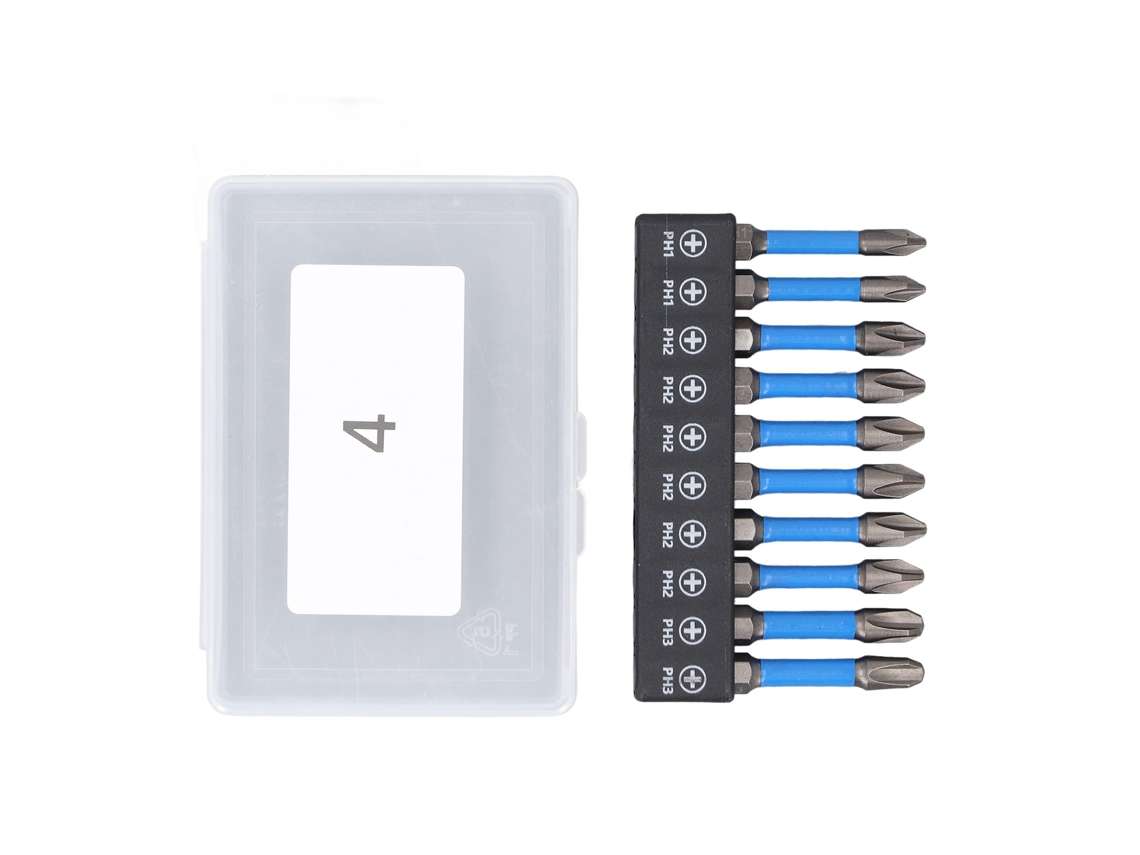 10 Puntas Magnéticas Ph De Acero S2 De 50 Mm Con Estuche, Hexagonales De 1/4" Para Taladro Eléctrico.