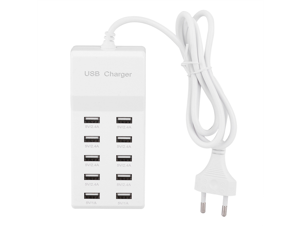 Cargador Usb Inteligente Con 10 Puertos, Carga Rápida, 5v, Para Teléfonos Móviles Y Viajes.