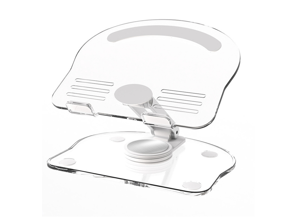 Soporte para tablet Yhl con rotación de 360 grados, ajustable y plegable, acrílico transparente, blanco.