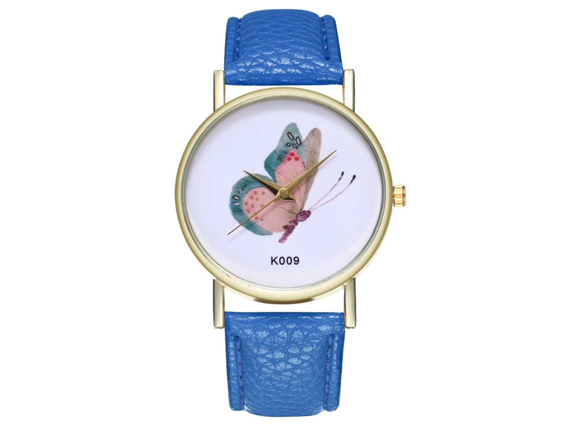 Reloj De Pulsera De Cuero Con Mariposas De Moda Zhoulianfa Cuarzo (zafiro)