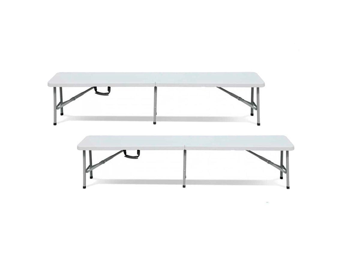 Pack 2 Bancos Plegables Catering Blanco 180x30x43cm 7house