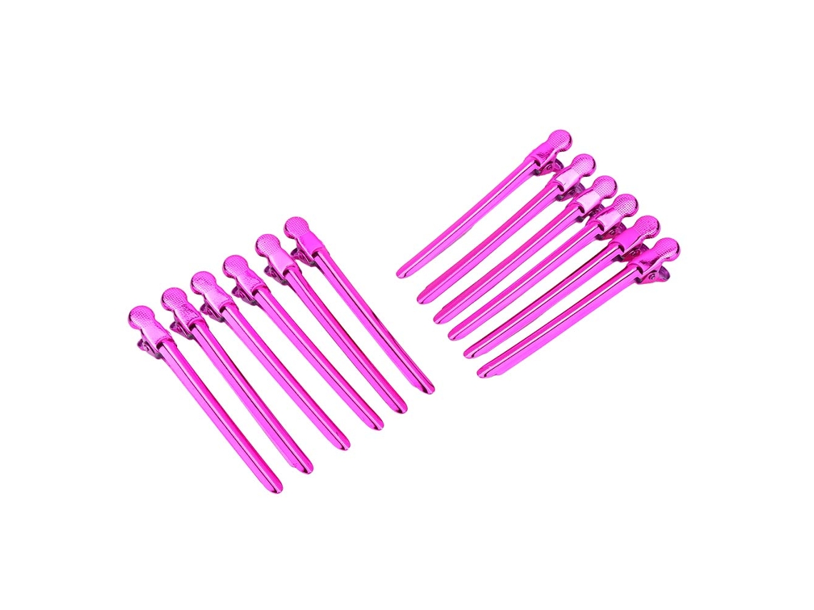 12 Pinzas De Acero Inoxidable Para Teñir Y Separar El Cabello En Salones De Belleza - Carmín