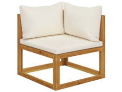 Sofá LOVELY HOME Relax de Rincón Seccional con Cojín Blanco Nata de Madera de Acacia Maciza (70 x 70 x 60 cm)