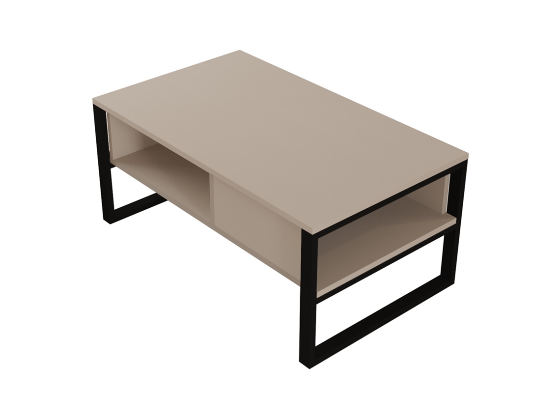 Mesa de centro rectangular de metal Laukaa 100x60x45cm Gris Beige En.casa