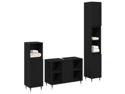 Conjunto de muebles de baño con puerta, 3 piezas, roble negro, MAISON EXCLUSIVE