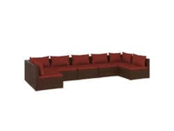 vidaXL Set muebles de jardín 7 piezas y cojines ratán sintético marrón