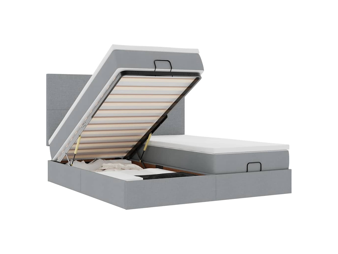 Maison Exclusive - Estructura De Cama Otomana Colchones Tela Gris Claro 200x200cm