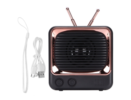 Altavoz BT inalámbrico con forma de TV, portátil, ligero, Mini altavoz de sonido clásico, estilo negro ZMDECQNA