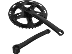 Juego de bielas de acero negro con orificio cuadrado para bicicleta.