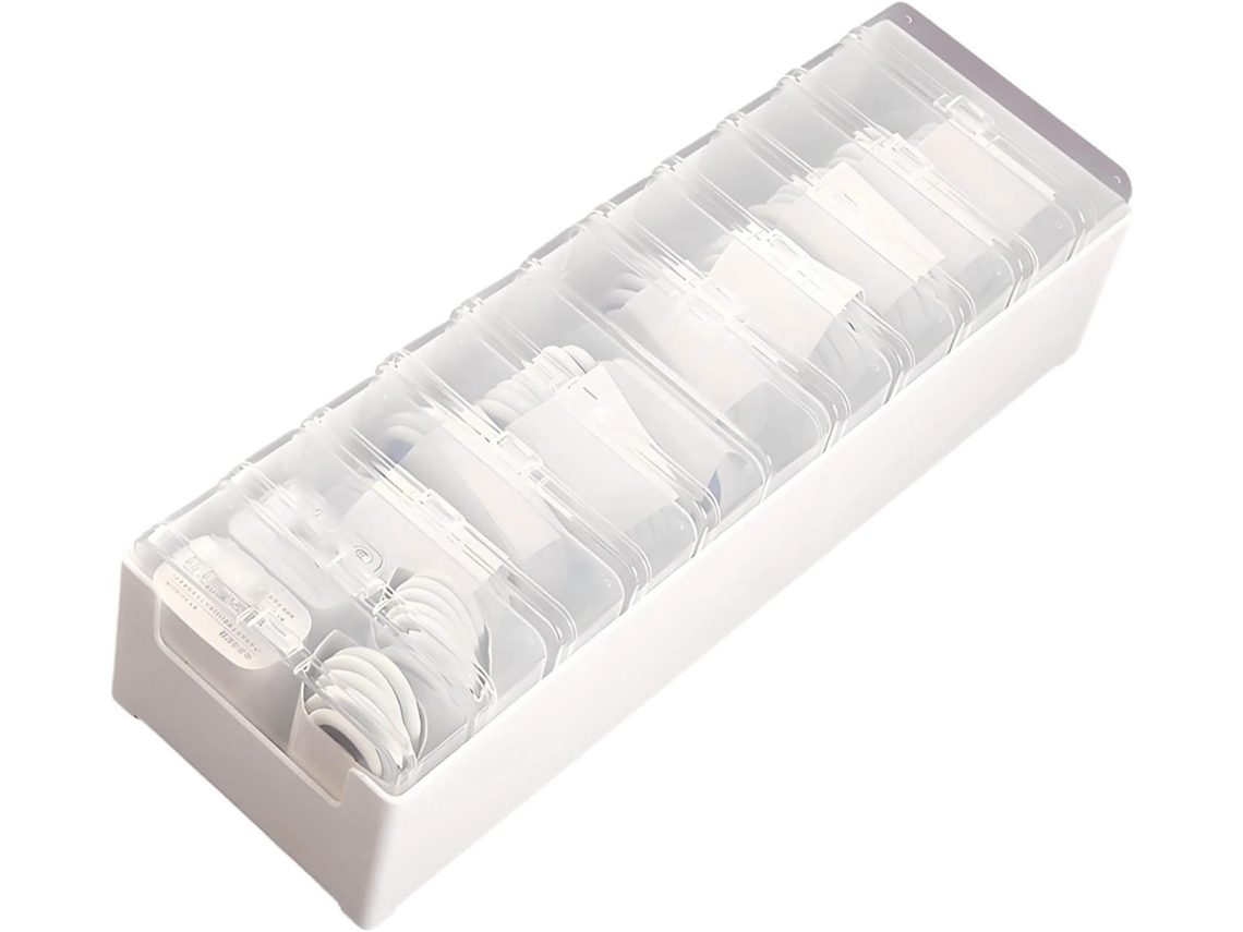 Compacto: Organizador De Cables De Carga De Escritorio, Caja De Almacenamiento Para Varios Cables.