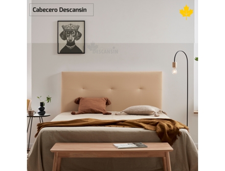 Cabecero Tapizado DESCANSIN Tela de Polipiel Liso (105 cm - Beige)