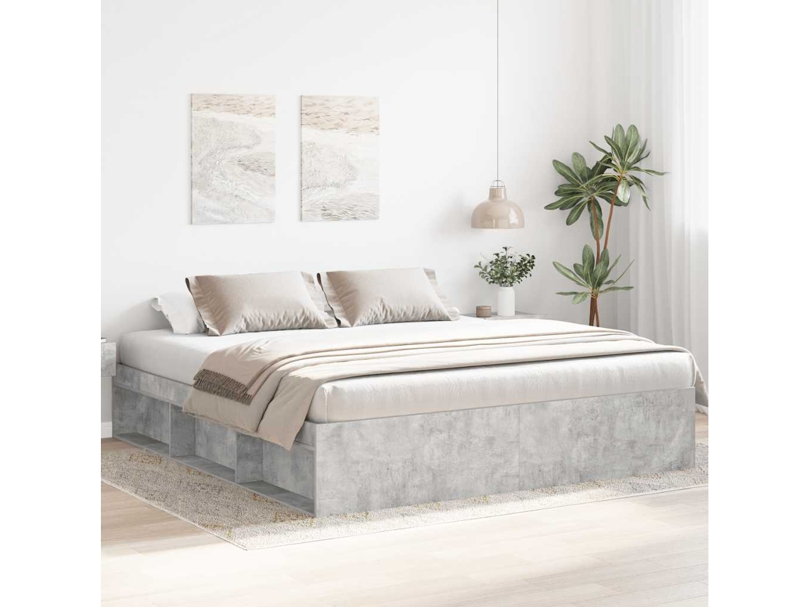 Estructura De Cama Gris Hormigón 200x200 Cm
