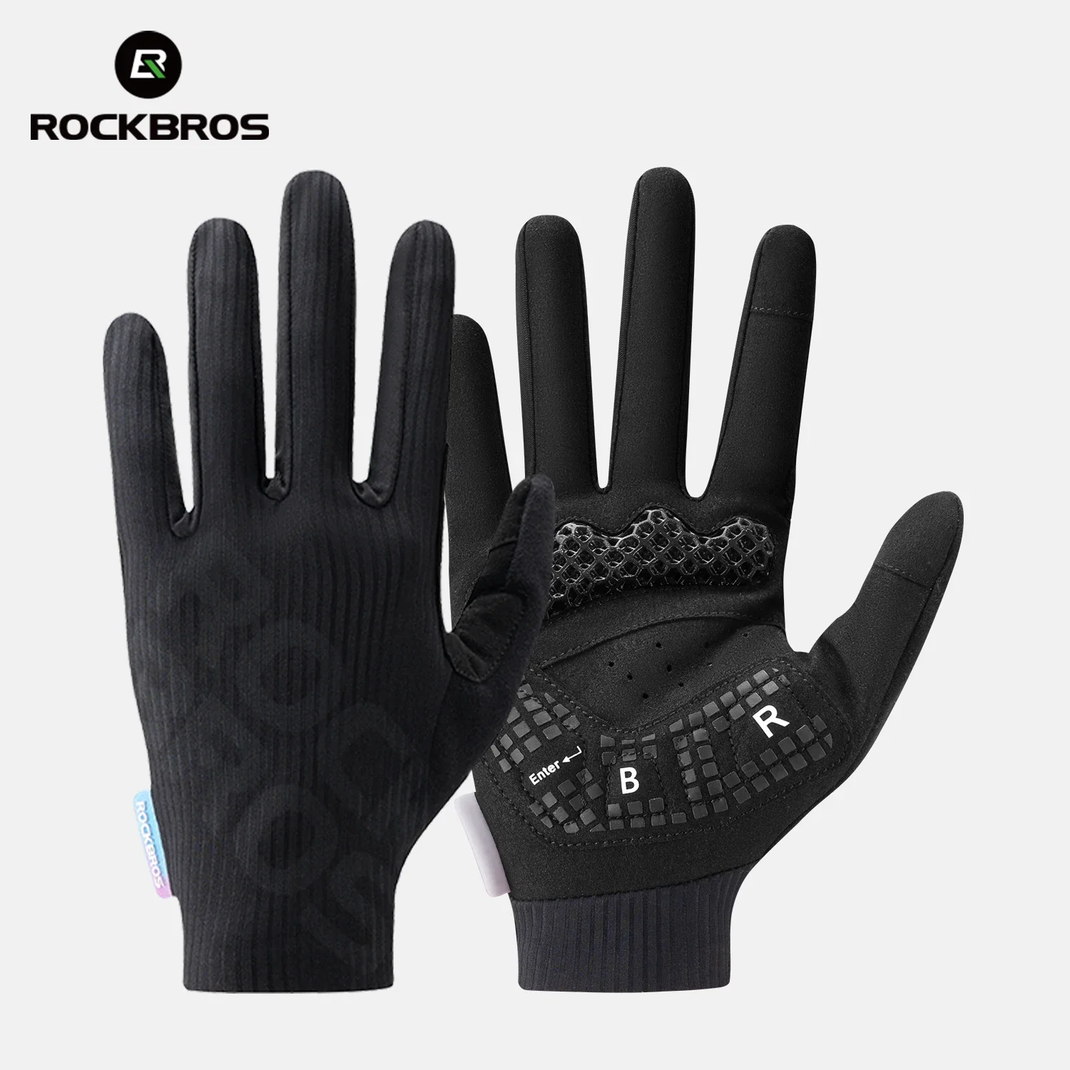 Guantes De Ciclismo (negros, Talla L), Diseño De Dedos Largos, Palmas Transpirables Y Con Amortiguación, Unisex.