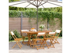 Silla de jardín plegable DKD Home Decor de 6 piezas, tela/madera, blanco crema