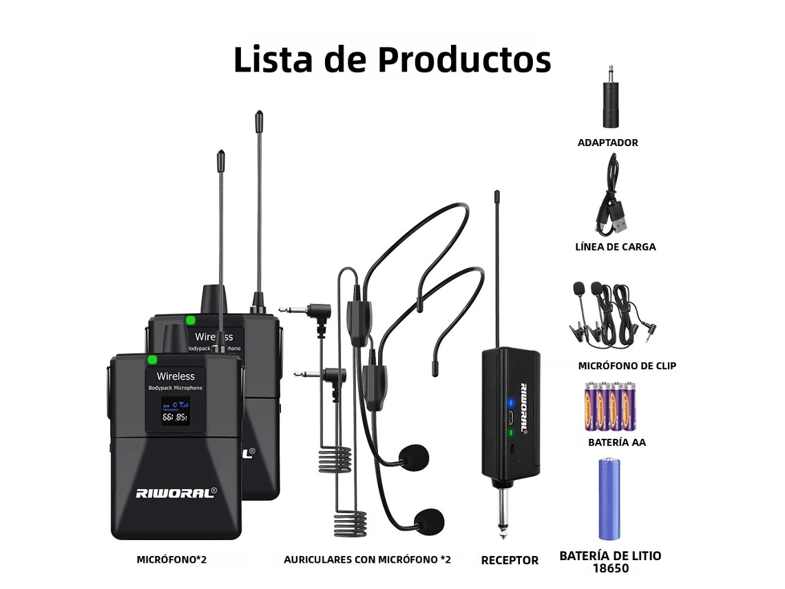 Microfones Dinâmicos Sem Fio Portáteis Recarregáveis com Receptores MDUG (dois Conjuntos)