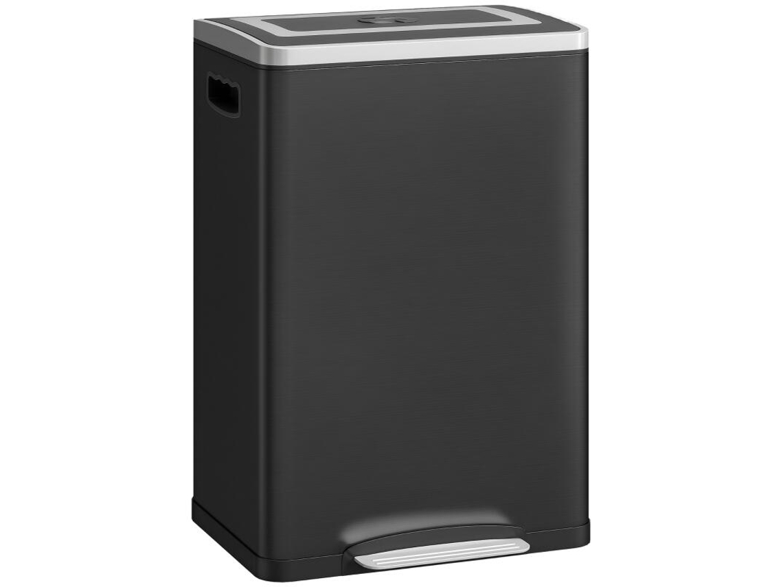 Cubo de basura de 20 litros, pedal, tapa de cierre suave, diseño moderno y práctico, color negro, 40 x 34,8 x 59 cm, Bga Store