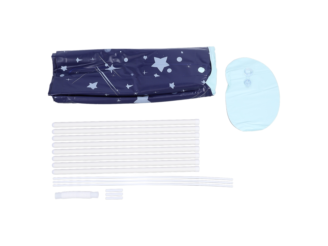 Bañera plegable portátil multiusos de PVC grueso, respetuosa con el medio ambiente, para el hogar, con ducha, color azul y estrella.