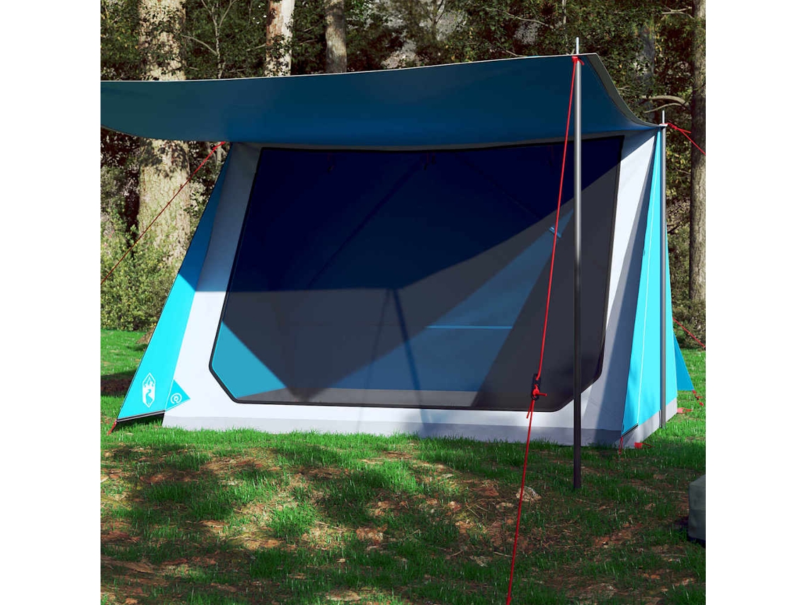 Tienda de campaña para dos personas, tejido impermeable, azul.
