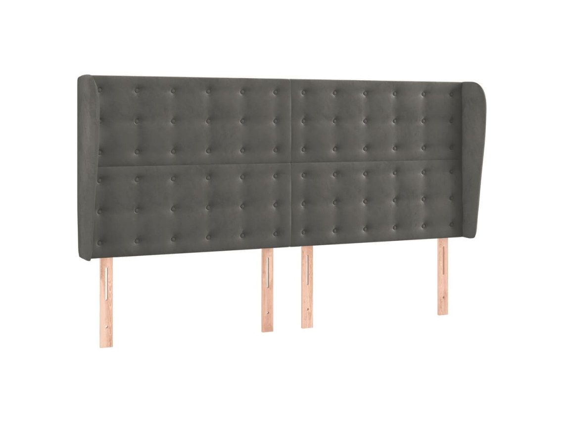 Cabecero con solapas, terciopelo gris oscuro, MAISON EXCLUSIVE, 203x23x118 cm