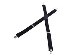 Cinturón De Tirantes Elástico De Cuero Ajustable Para Hombre De 50 Mm Con Clip En Forma De X, Color Negro.