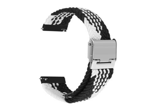 Correa de nailon ajustable estirable trenzado 22mm para Samsung Gear S3 Classic/Gear S3 Frontier/Gear S4 - negro/franja blanca