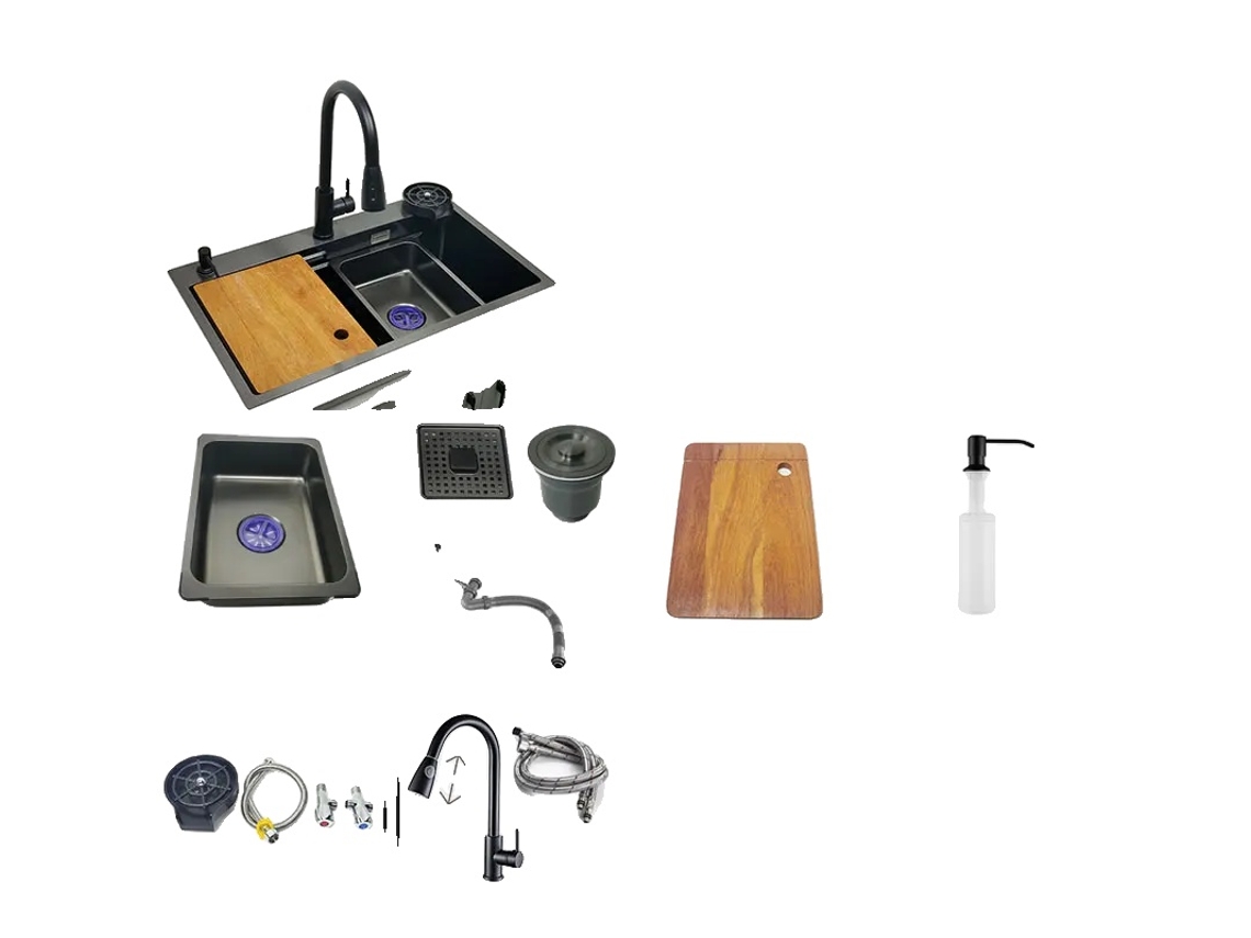 Fregadero de cocina nano, acero inoxidable, múltiples opciones de tamaño OEM