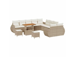 Maison Exclusive - Conjunto De Sofá De Jardín Con Cojín 13 Pcs Beige Y Crema