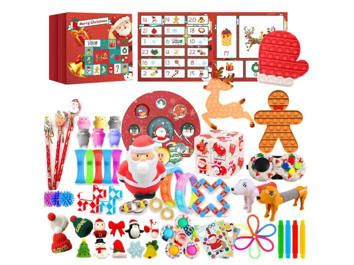Calendario de Adviento Navideño 2026 con 24 Piezas, Juguetes Antiestrés, Papá Noel, Adorno para Árbol y Maqueta Infantil para Montar Aeuzwr