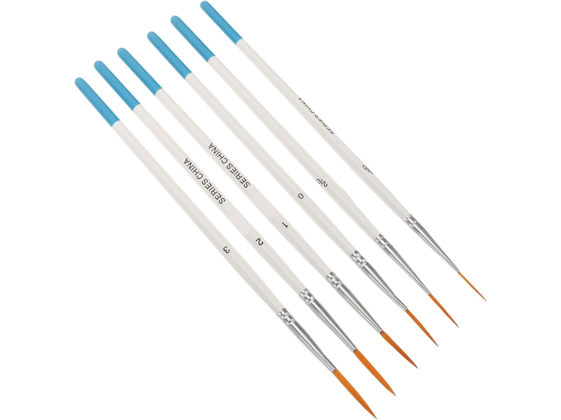 Juego De 6 Pinceles De Precisión De Nailon Azul Ultrafinos Para Dibujo Y Pintura A La Acuarela, En