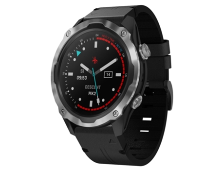 Correa de Reloj Inteligente para Garmin Descent MK 2 de 26 mm con Hebilla de Acero de Cuero (Negro)