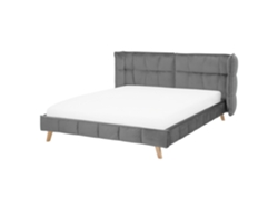 Cama con somier BELIANI Senlis de Terciopelo Gris 234x220x100