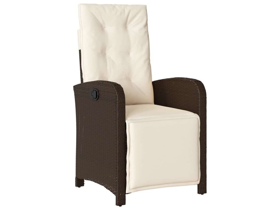Silla de jardín reclinable con respaldo, mimbre, patas marrones, EXCLUSIVA DE LA CASA