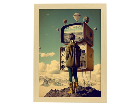NACNIC Poster Transmisión En Montaña En Estilo Surrealismo Cinematográfico Ilustraciones Y Grabados De Historieta A4 Marcos Madera