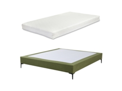 Cama con Colchón de Matrimonio Lilla Pana [EN.CASA] Terciopelo Verde (180x200cm)