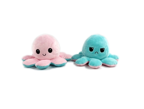 Muñeco de Peluche de Poulpe Reversible de Simulación Suave Lindo Rosa Claro Azul Claro