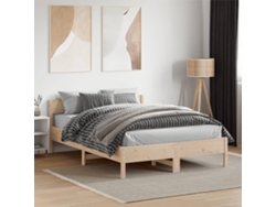 Estructura De Cama Sin Colchón Madera Maciza De Pino 140x190 Cm
