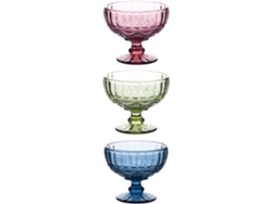 Juego de 3 cuencos transparentes para postre con estampados azules, verdes y morados, originales vasos para helado, vajilla CHABERLU