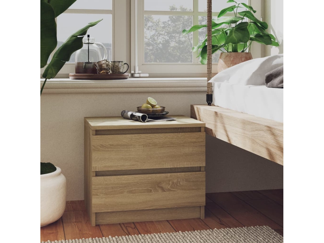 Mesas Cabeceira LOVELY HOME Mesinha 2 Pcs 50X39X43,5Cm Contraplacado Carvalho Sono.