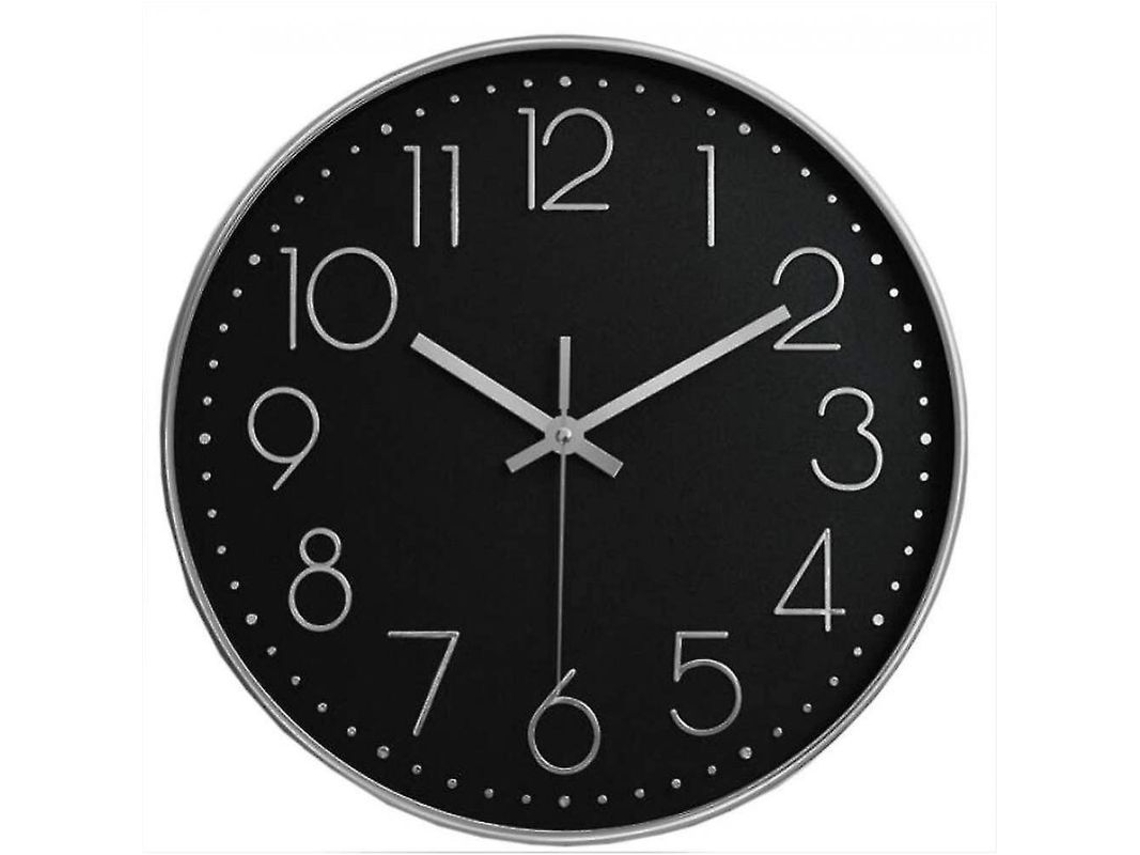 2026-reloj De Pared Silencioso 12 Pulgadas Grande No Tiqueo Para Cocina Sala Dormitorio Wmr Plata