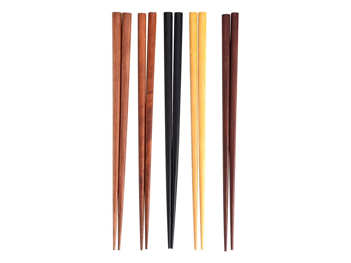 RNEMITERY Palillos de madera elegantes, reutilizables y antideslizantes, ideales para disfrutar de la gastronomía asiática. 5 pares de palillos de madera maciza