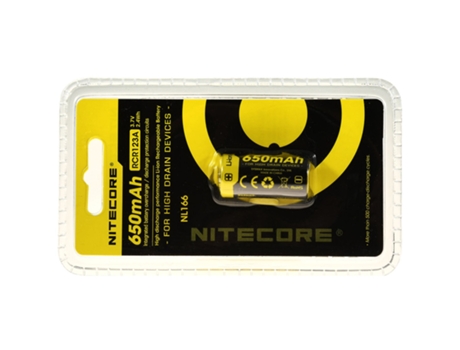 Batería NITECORE para Célula Li-Ion 16340, RCR123A NL166 3,7V 650mAh